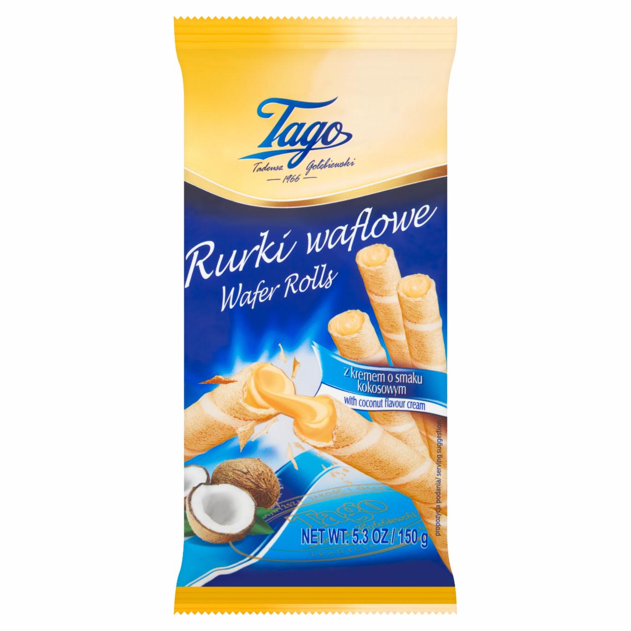 Zdjęcia - Tago Rurki waflowe z kremem o smaku kokosowym 150 g