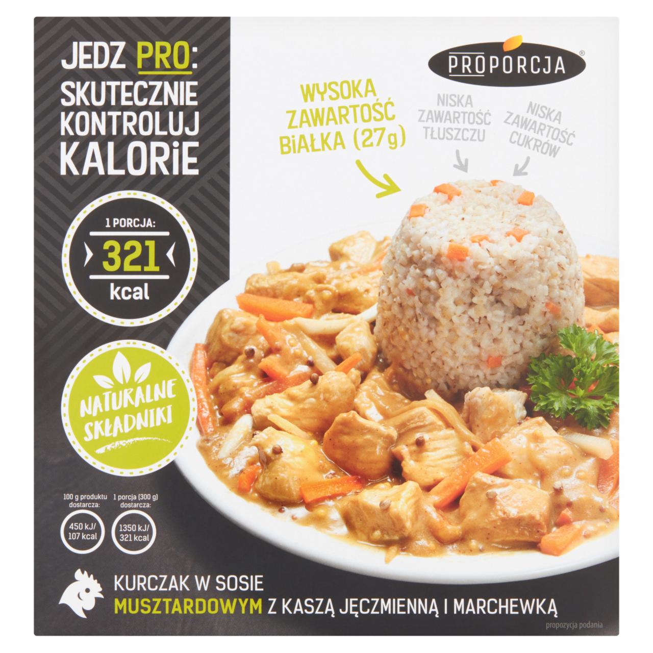 Zdjęcia - Proporcja Kurczak w sosie musztardowym z kaszą jęczmienną i marchewką 300 g