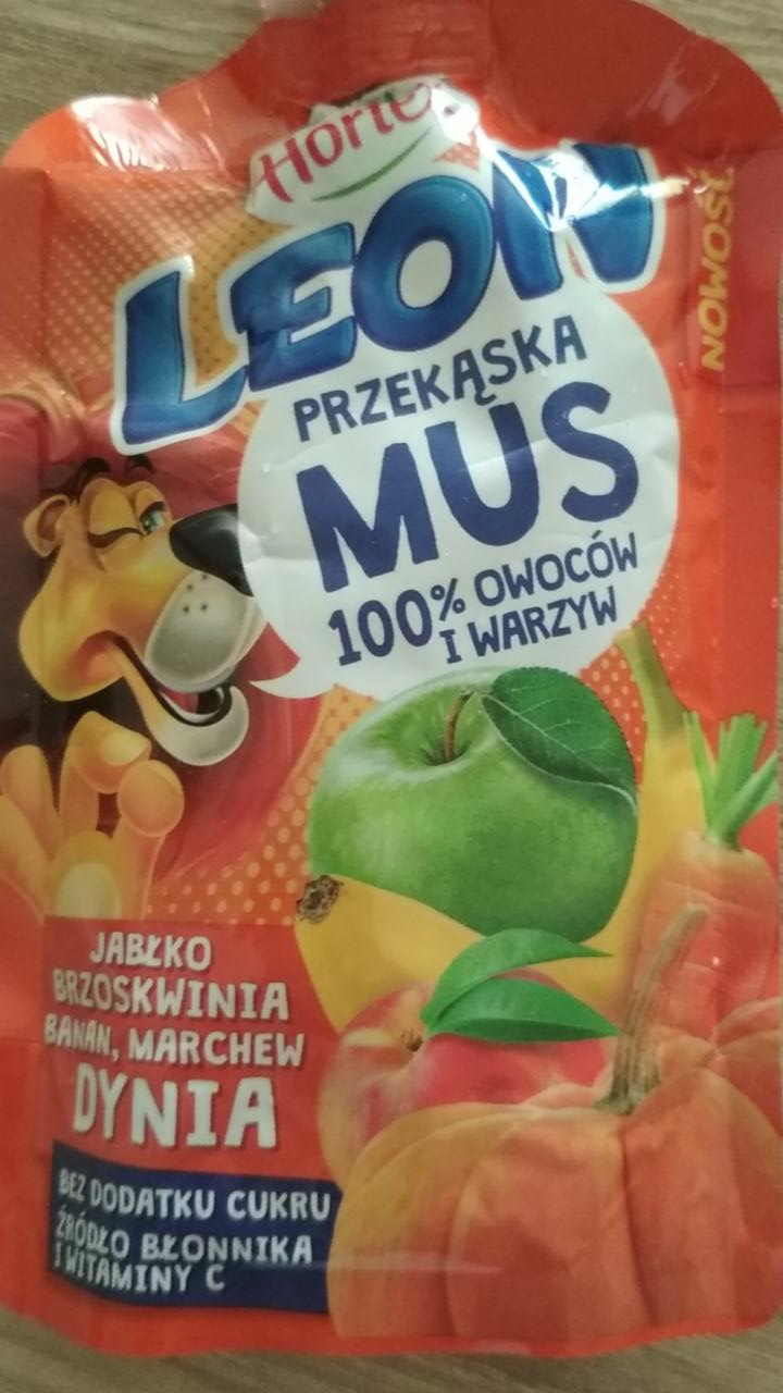 Zdjęcia - Hortex Leon i Przyjaciele Mus owocowo-warzywny jabłko brzoskwinia banan marchew dynia 100 g