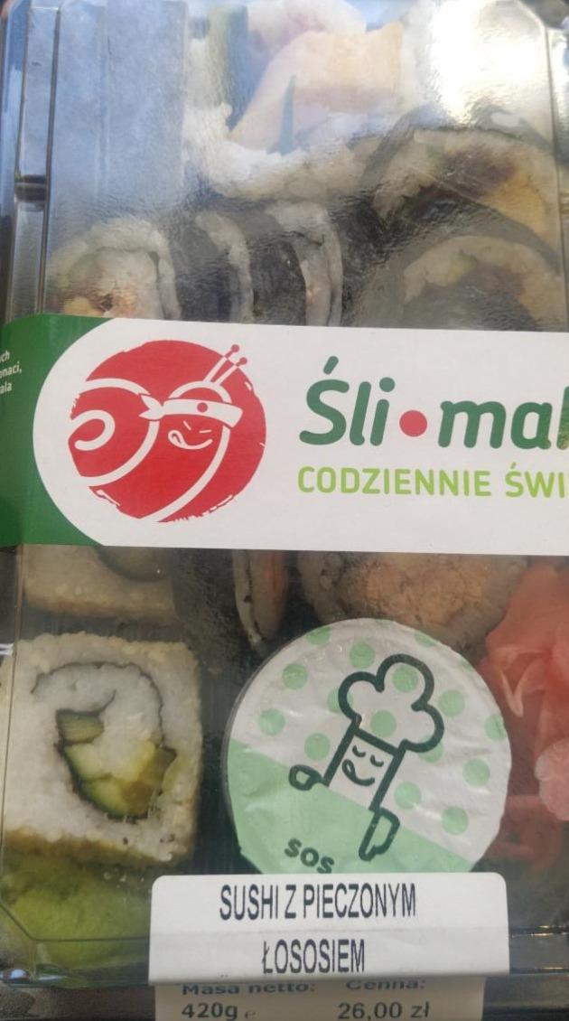 Zdjęcia - sushi ślimak z pieczonym łososiem