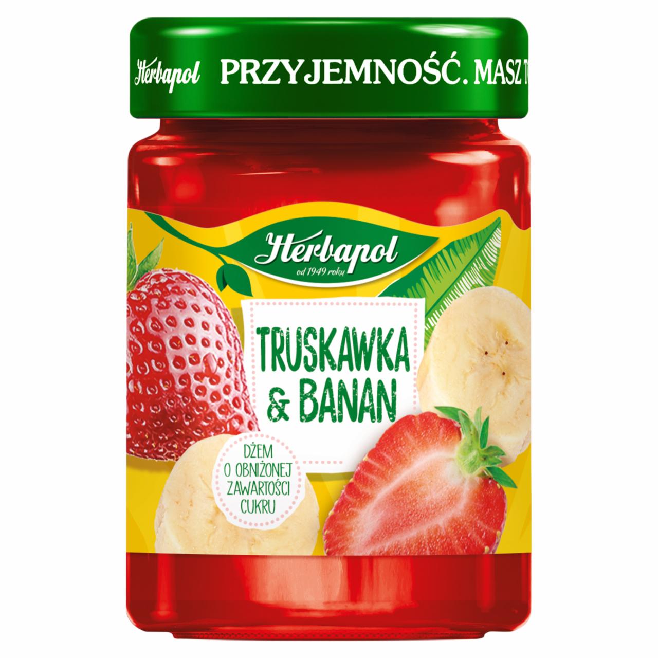 Zdjęcia - Herbapol Dżem o obniżonej zawartości cukru truskawka & banan 280 g