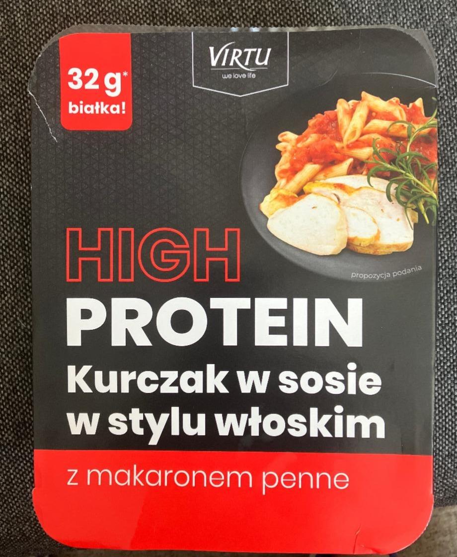 Zdjęcia - High protein kurczak w sosie w stylu włoskim z makaronem penne Virtu