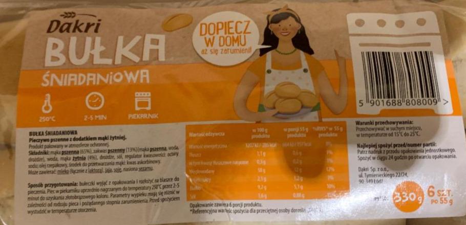 Zdjęcia - Dakri Bułka śniadaniowa 330 g (6 x 55 g)