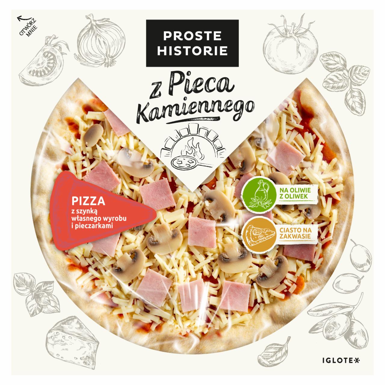 Zdjęcia - Proste Historie z Pieca Kamiennego Pizza z szynką własnego wyrobu i pieczarkami 320 g