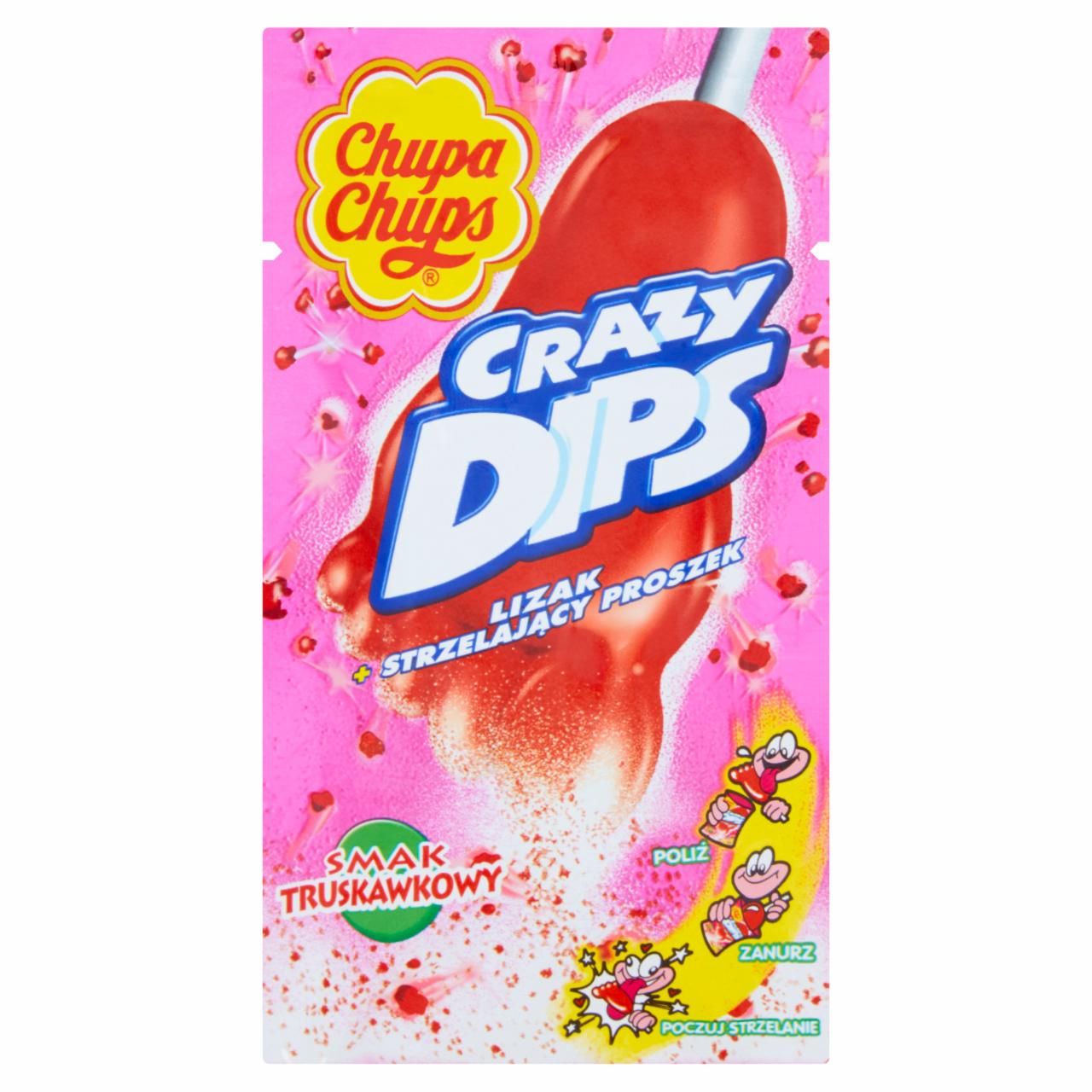 Zdjęcia - Crazy Dips Lizak ze strzelającym proszkiem smak truskawkowy 14 g Chupa Chups