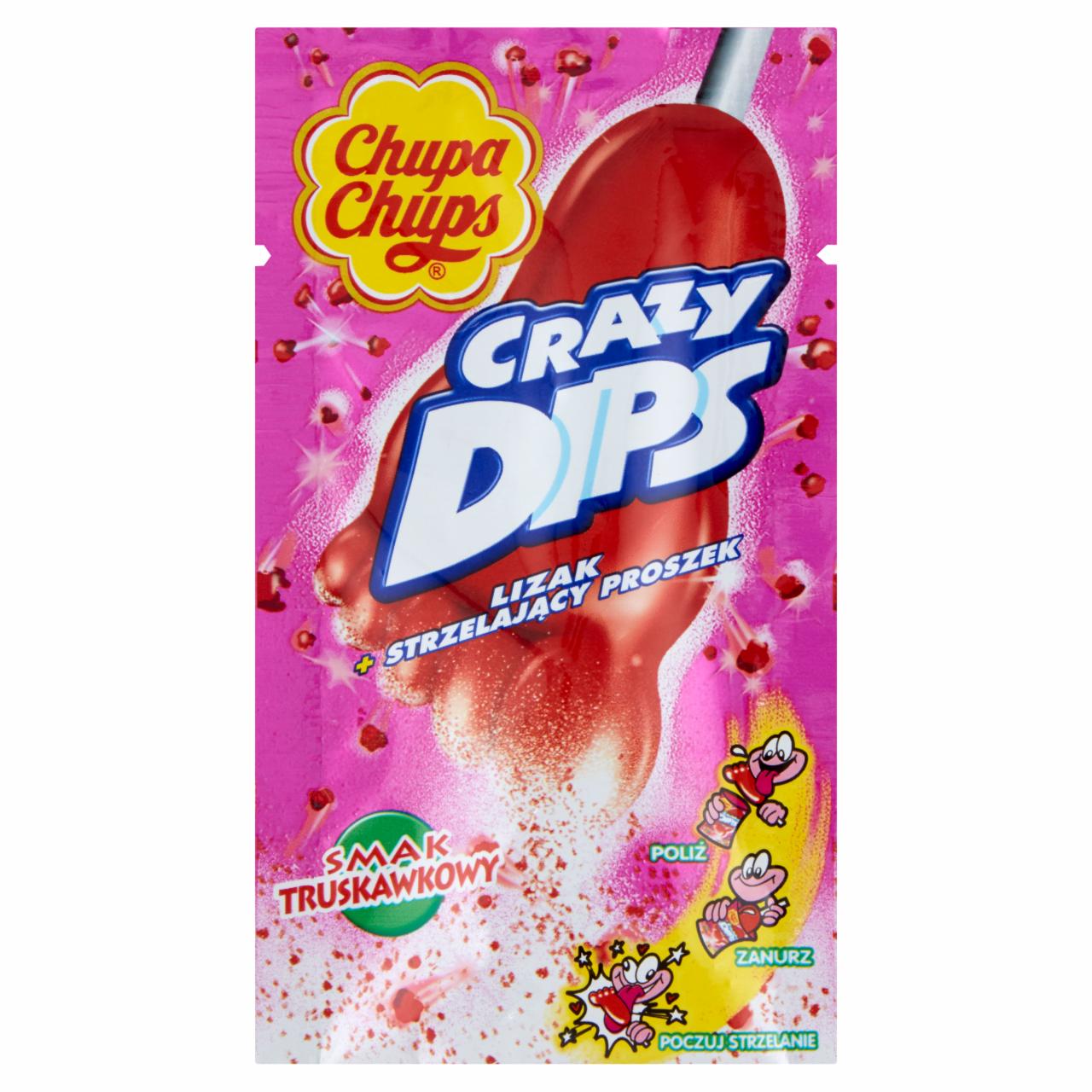 Zdjęcia - Crazy Dips Lizak ze strzelającym proszkiem smak truskawkowy 14 g Chupa Chups