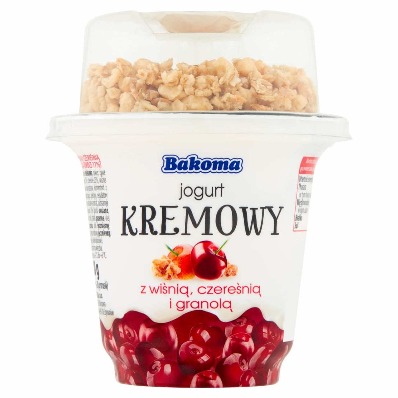 Zdjęcia - Bakoma Jogurt kremowy z wiśnią czereśnią i granolą 230 g