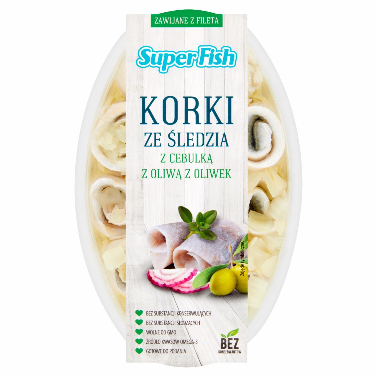 Zdjęcia - SuperFish Korki ze śledzia z cebulką z oliwą z oliwek 250 g