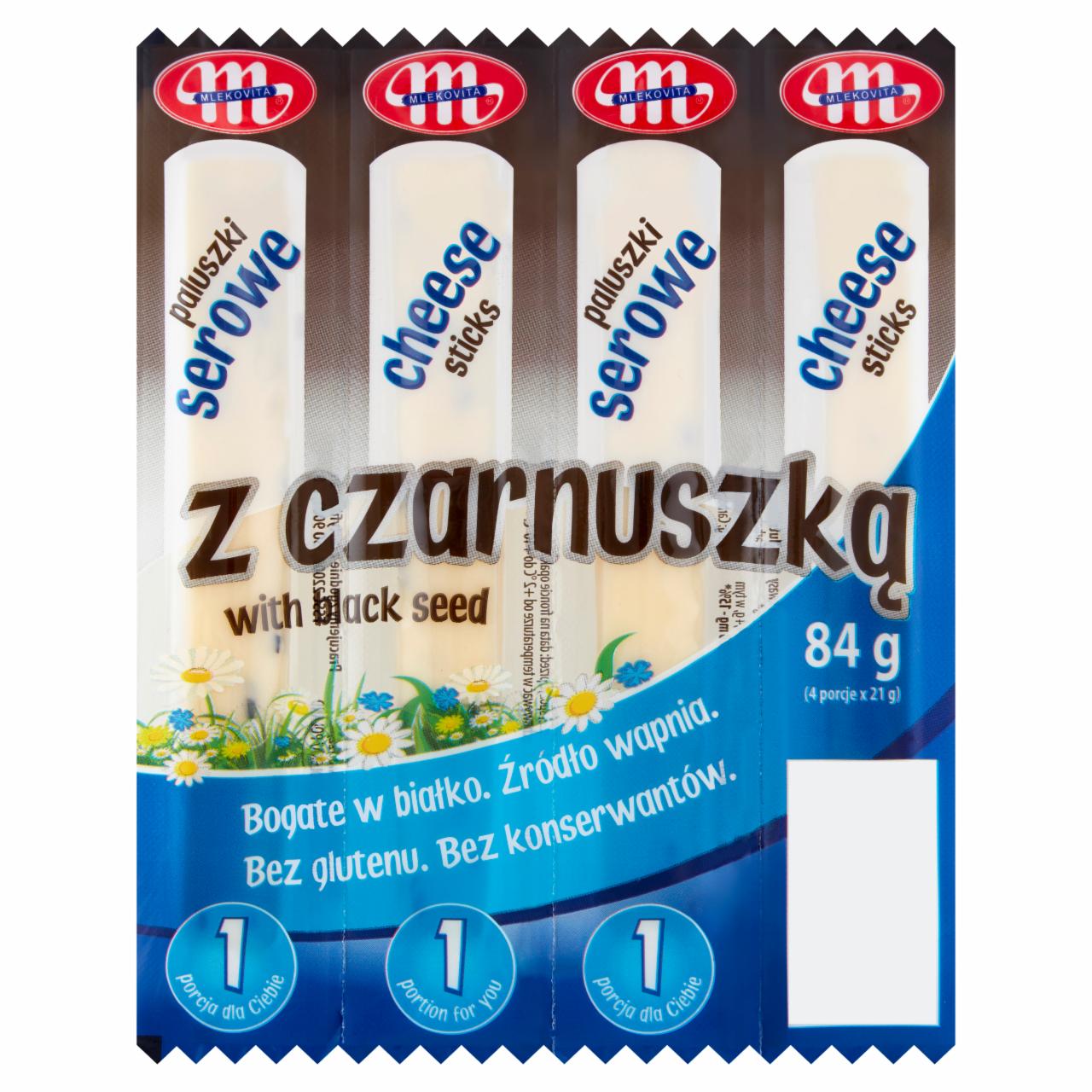 Zdjęcia - Mlekovita Paluszki serowe z czarnuszką 84 g (4 x 21 g)