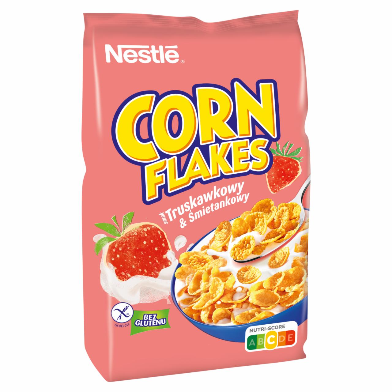 Zdjęcia - Nestlé Corn Flakes Chrupiące płatki kukurydziane smak truskawkowy & śmietankowy 450 g