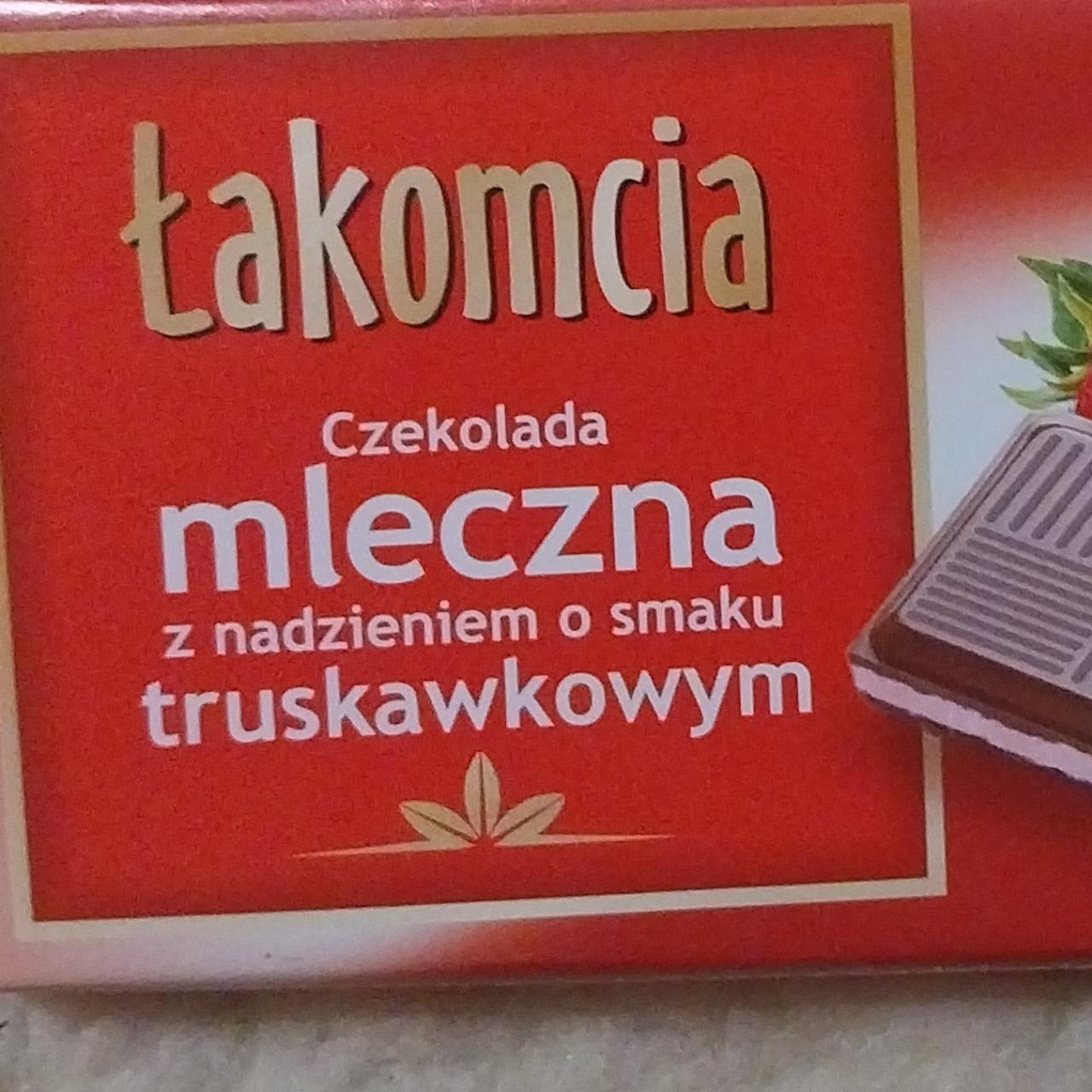 Zdjęcia - Czekolada mleczna z nadzieniem o smaku truskawkowym Łakomcia