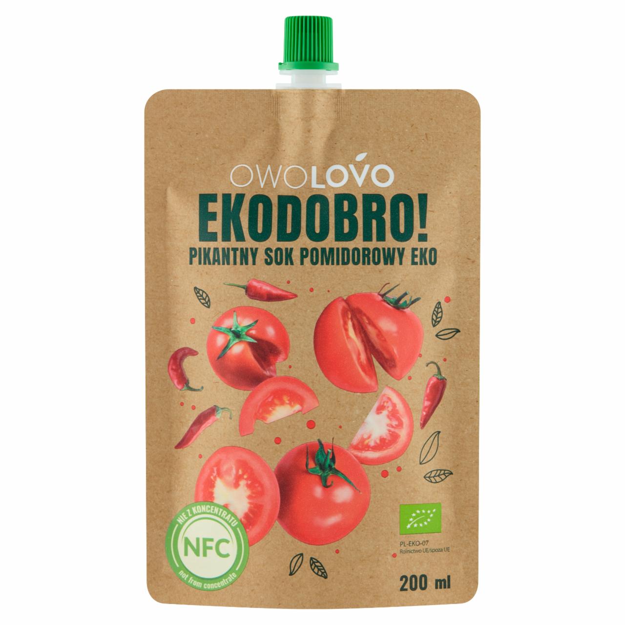 Zdjęcia - OWOLOVO EKODOBRO! Sok pomidorowy eko pikantny 200 ml