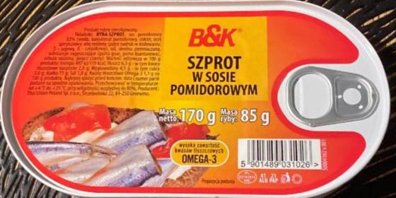 Zdjęcia - Szprot w sosie pomidorowym B&K