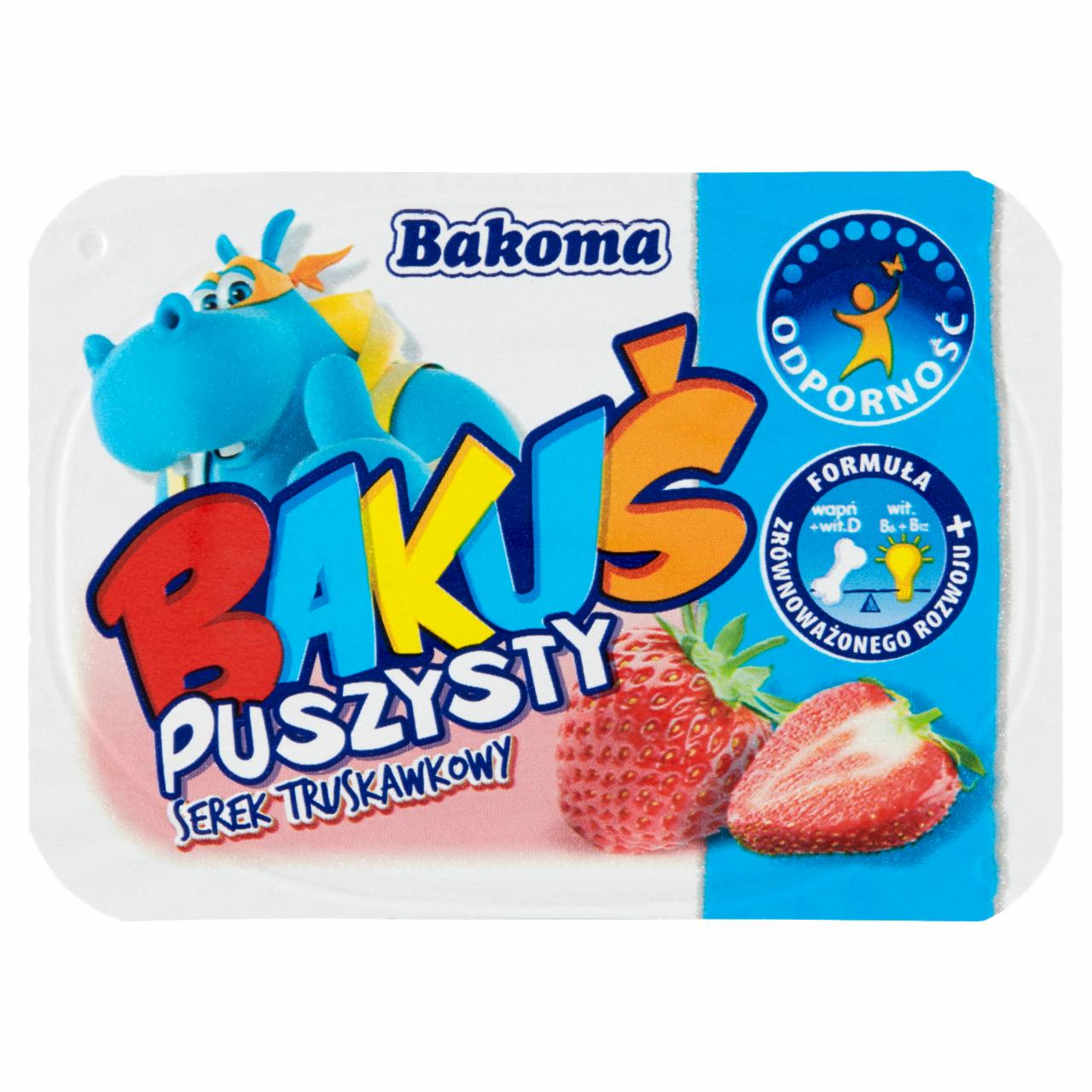 Zdjęcia - Bakoma Bakuś Puszysty serek truskawkowy 90 g