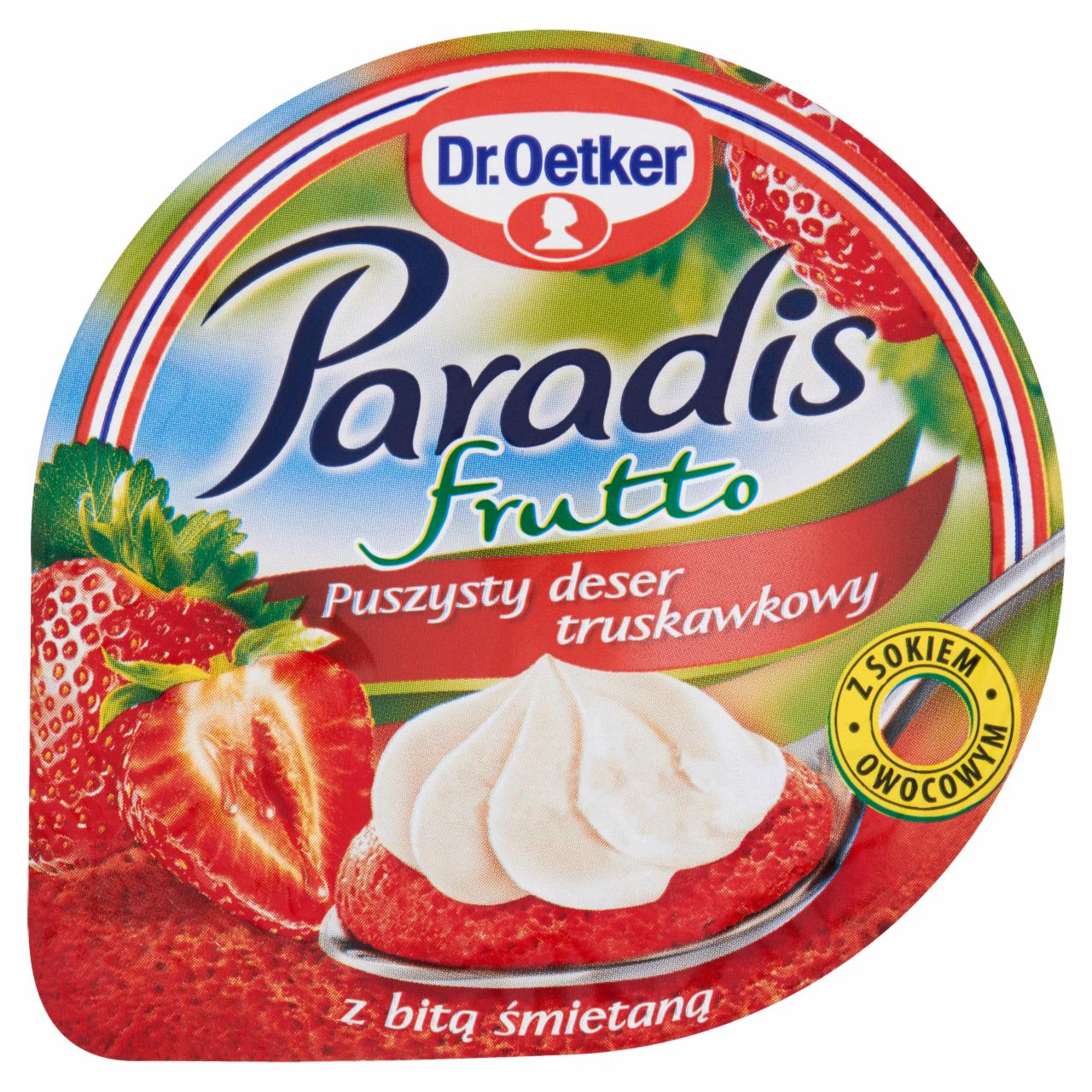 Zdjęcia - Dr. Oetker Paradis Frutto Puszysty deser truskawkowy z bitą śmietaną 110 g