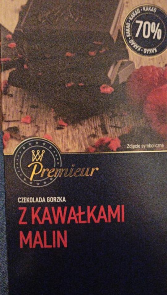 Zdjęcia - Czekolada gorzka z kawałkami malin Premieur