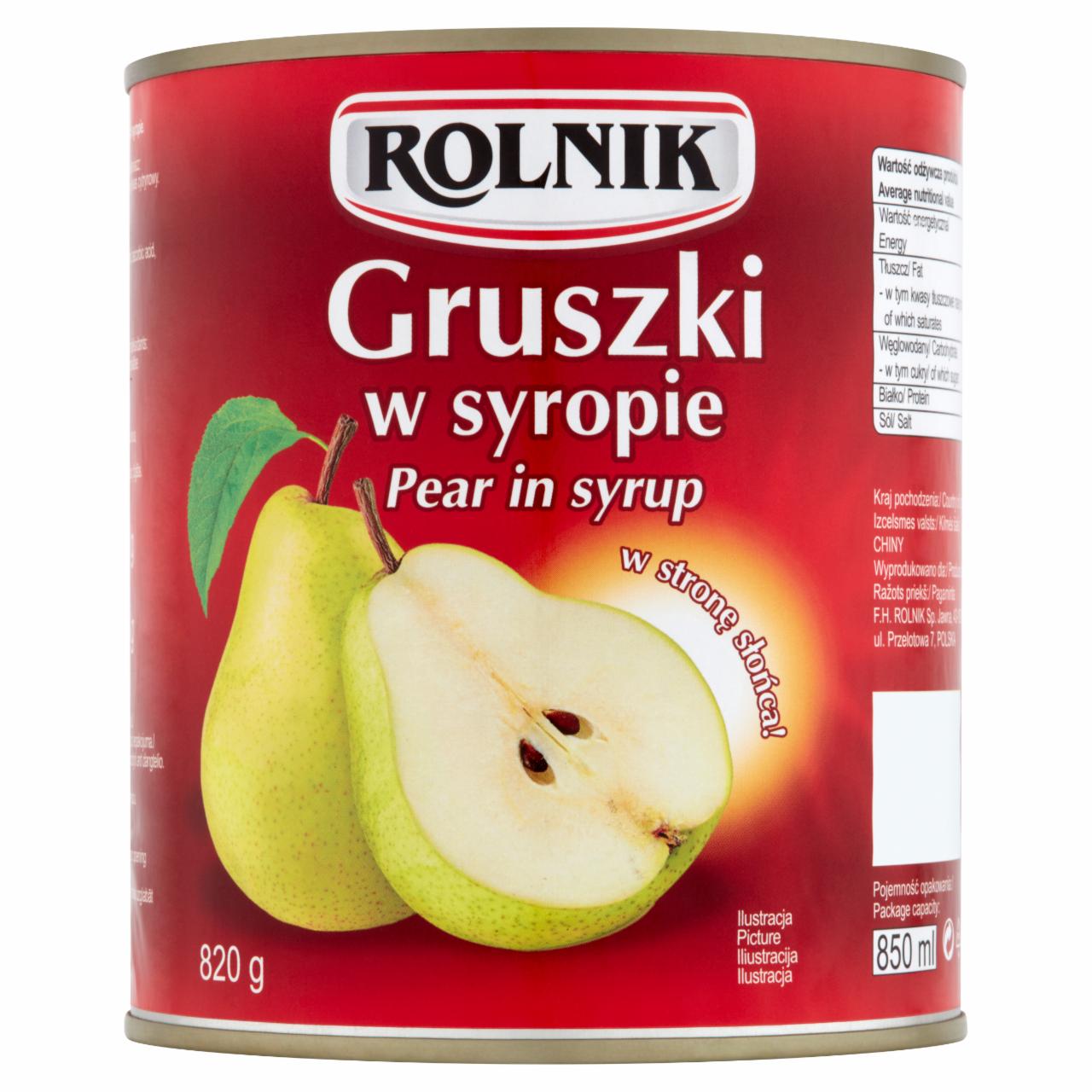 Zdjęcia - Rolnik Gruszki w syropie 820 g