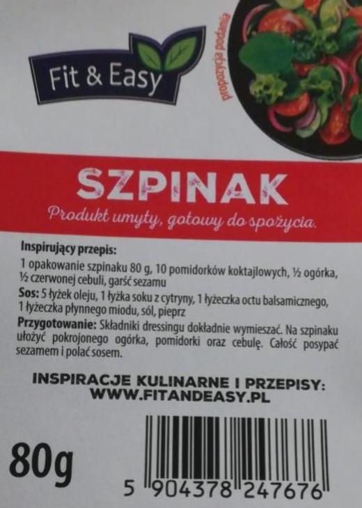 Zdjęcia - Szpinak Fit$Easy 80g