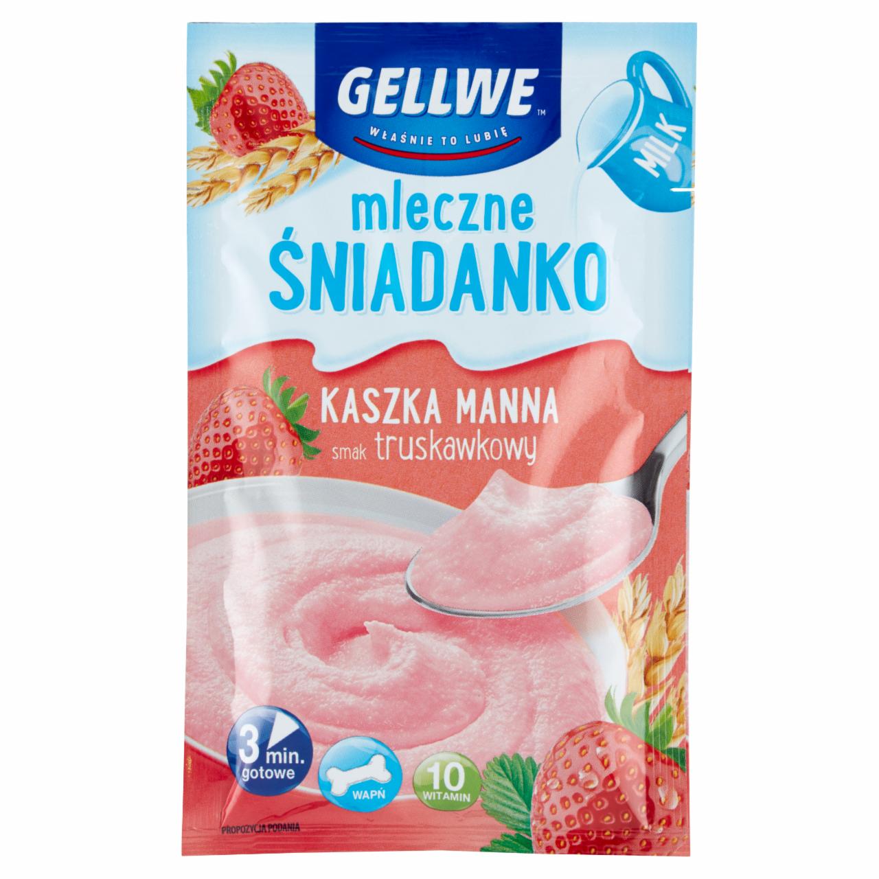 Zdjęcia - Mleczne Śniadanko Kaszka Manna smak truskawkowy Gellwe