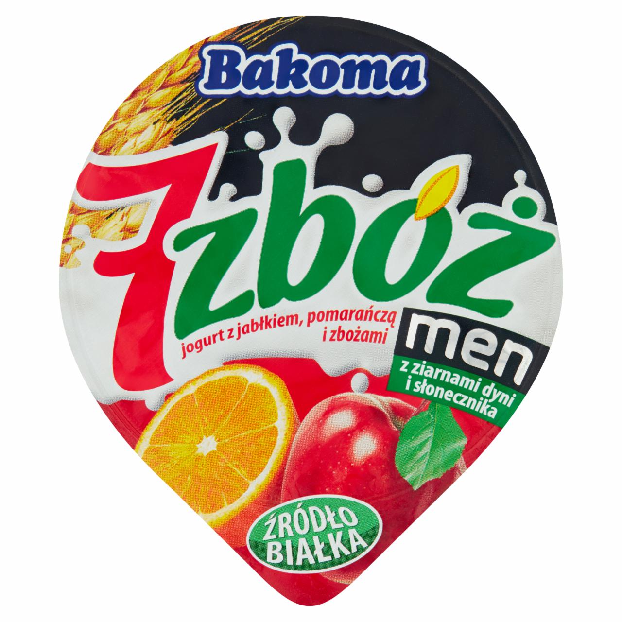 Zdjęcia - Bakoma 7 zbóż men Jogurt z jabłkiem pomarańczą i zbożami 300 g