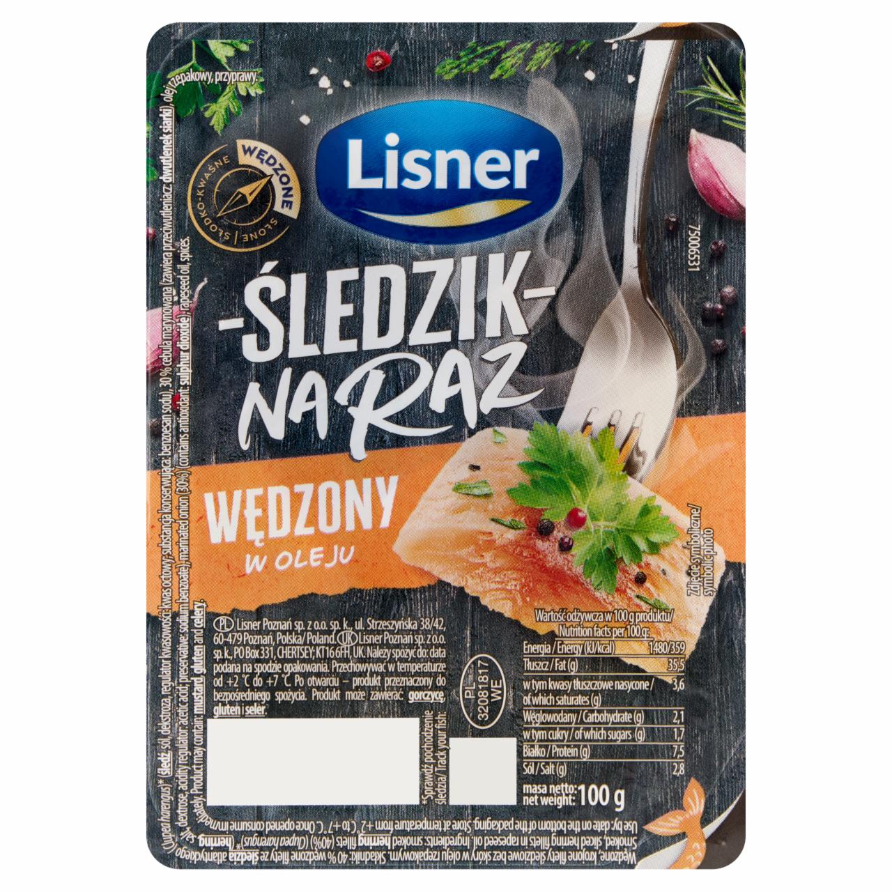 Zdjęcia - Lisner Śledzik na raz wędzony w oleju 100 g