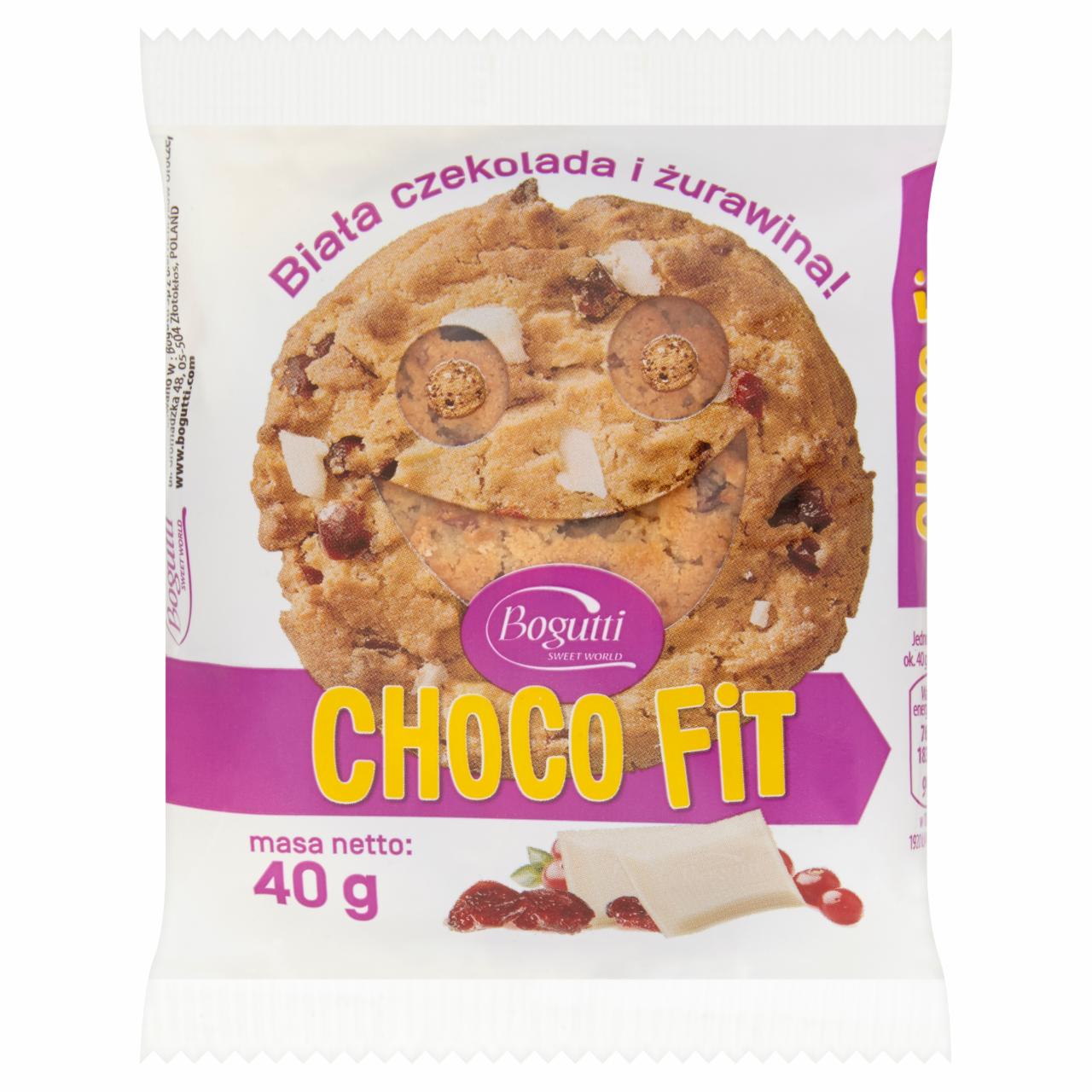 Zdjęcia - Bogutti Choco Fit Ciasteczka żurawinowe z białą czekoladą 40 g