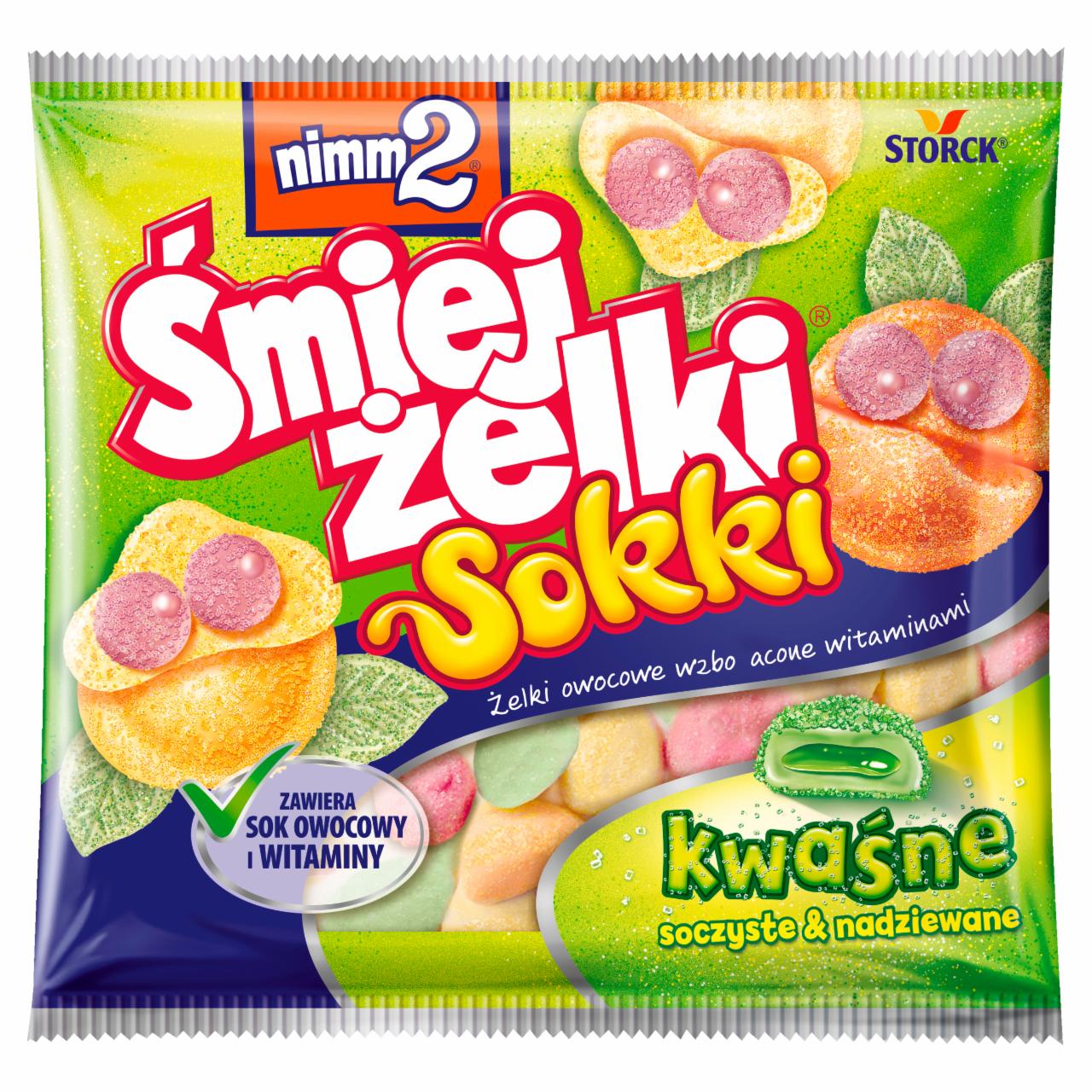 Zdjęcia - nimm2 Śmiejżelki Sokki kwaśne Nadziewane żelki wzbogacone witaminami 90 g