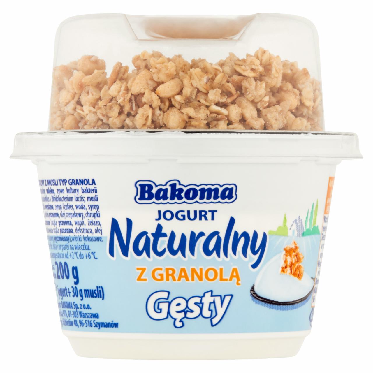 Zdjęcia - Bakoma Jogurt naturalny gęsty z granolą 200 g