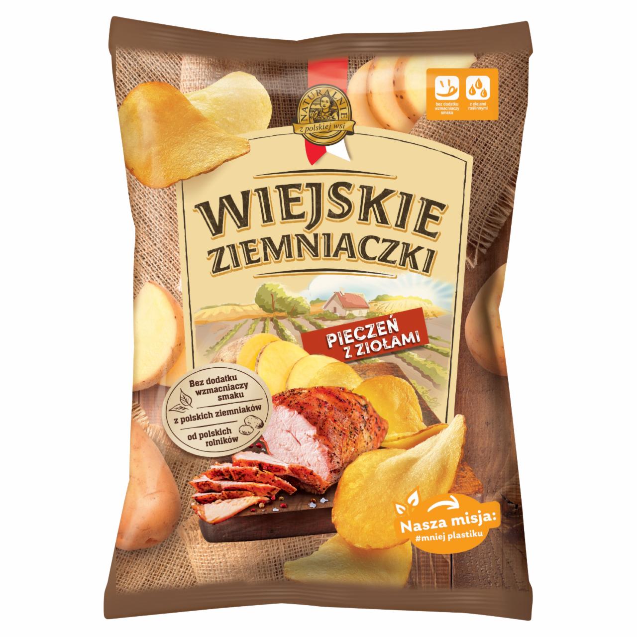 Zdjęcia - Wiejskie Ziemniaczki Chipsy ziemniaczane pieczeń z ziołami 130 g