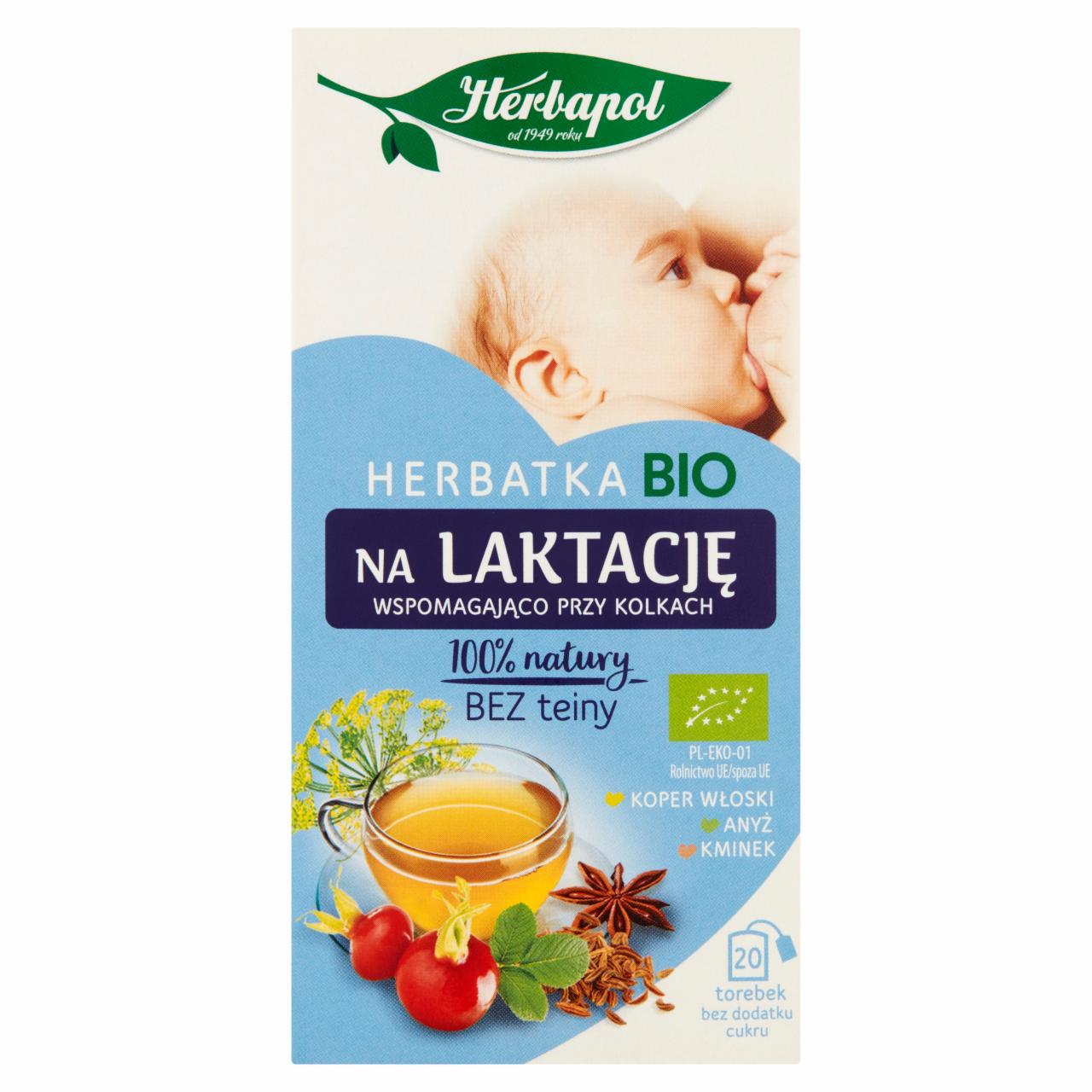 Zdjęcia - Herbapol Herbatka BIO na laktację wspomagająco przy kolkach 34 g (20 x 1,7 g)