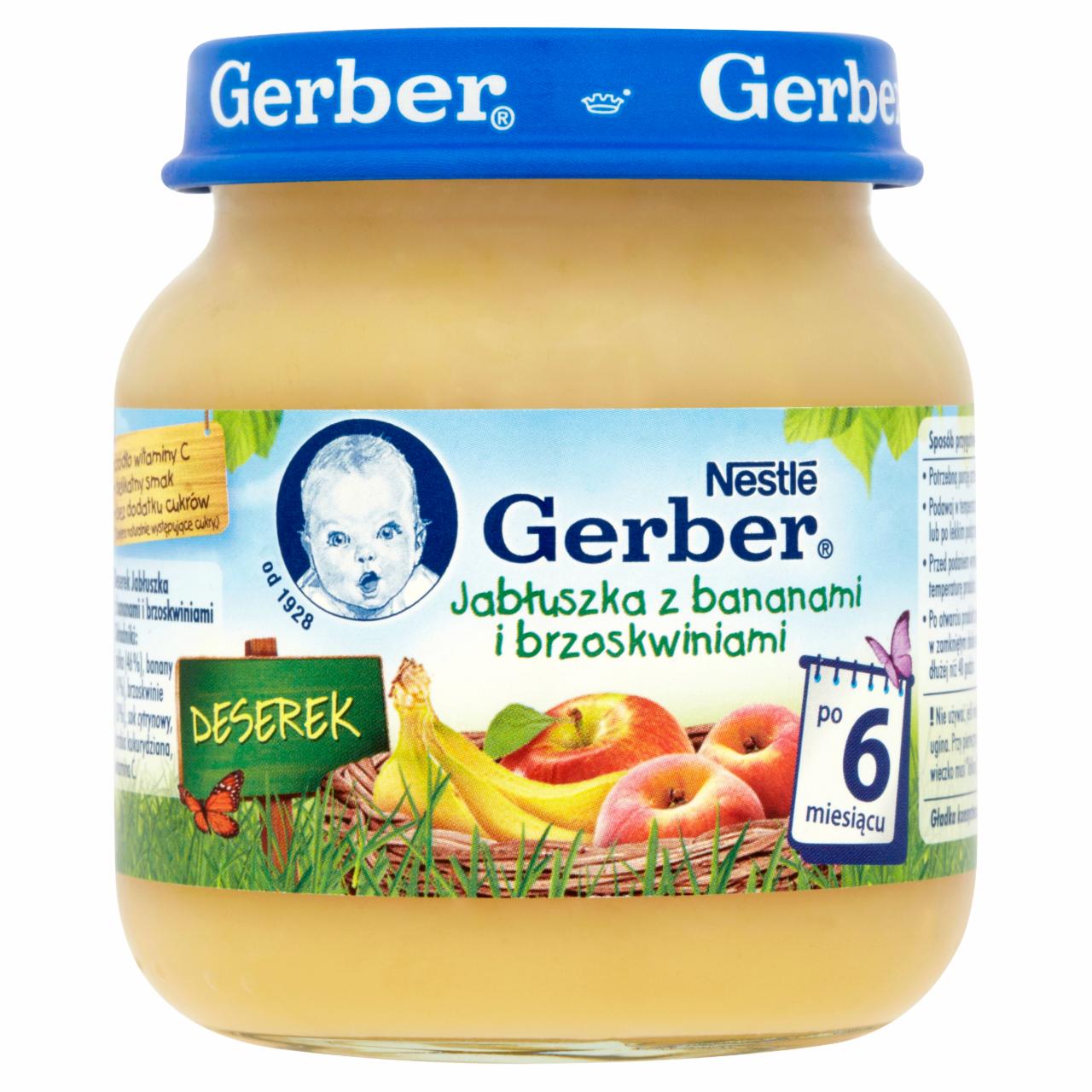 Zdjęcia - Gerber Deserek Jabłuszka z bananami i brzoskwiniami po 6 miesiącu 130 g