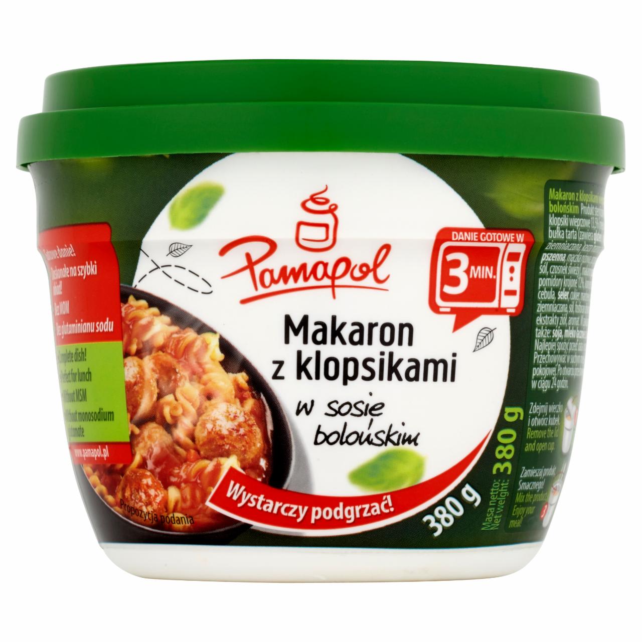 Zdjęcia - Pamapol Makaron z klopsikami w sosie bolońskim 380 g