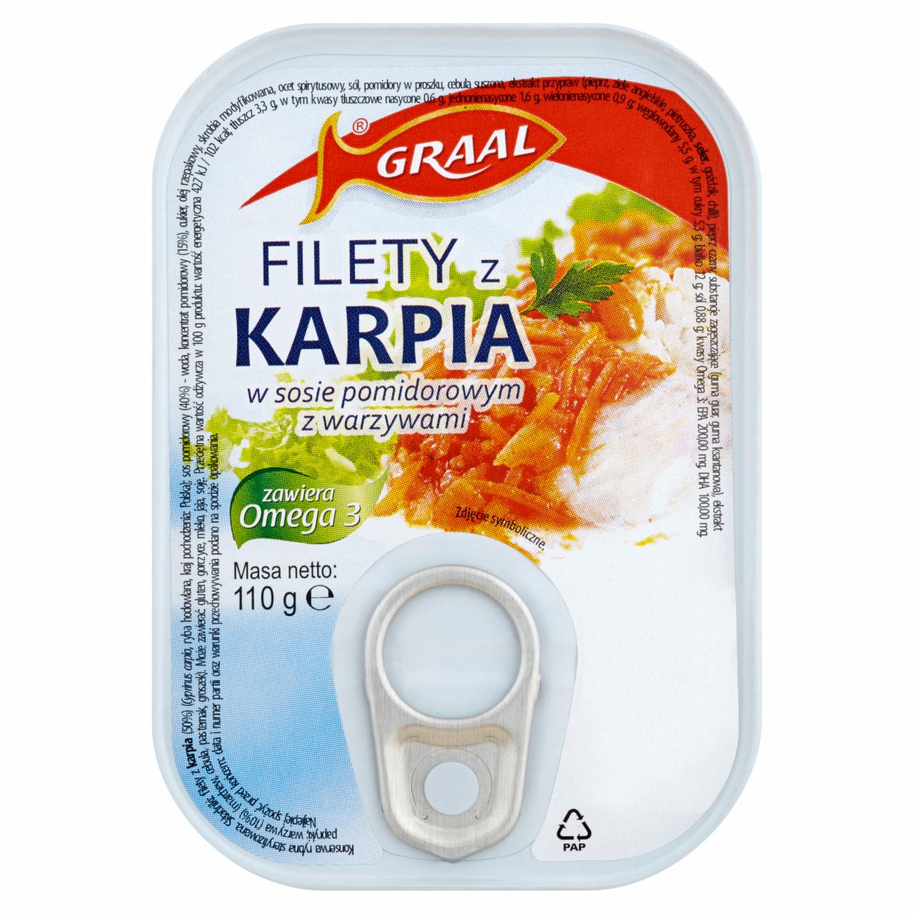 Zdjęcia - GRAAL Filety z karpia w sosie pomidorowym z warzywami 110 g