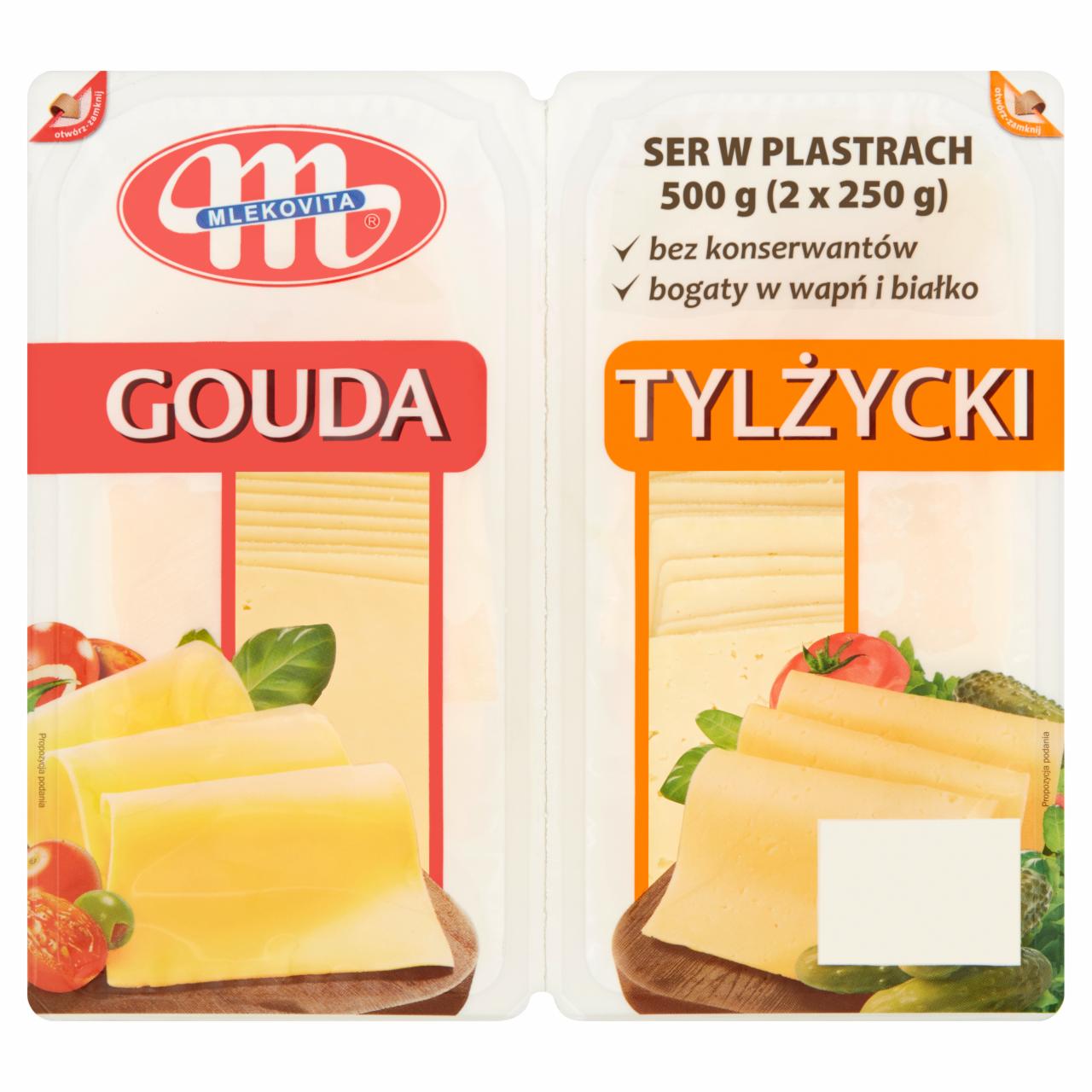 Zdjęcia - Mlekovita Gouda Ser w plastrach 250 g i Tylżycki Ser w plastrach 250 g