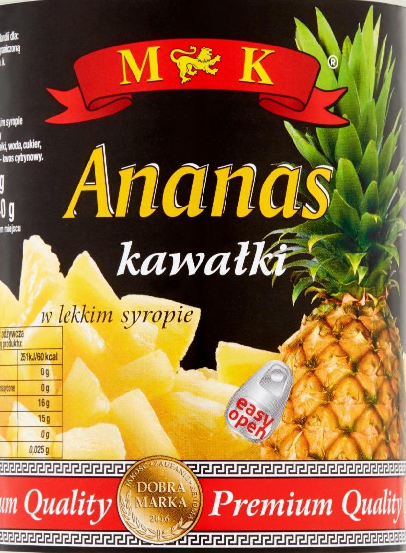 Zdjęcia - MK Ananas kawałki w lekkim syropie 565 g