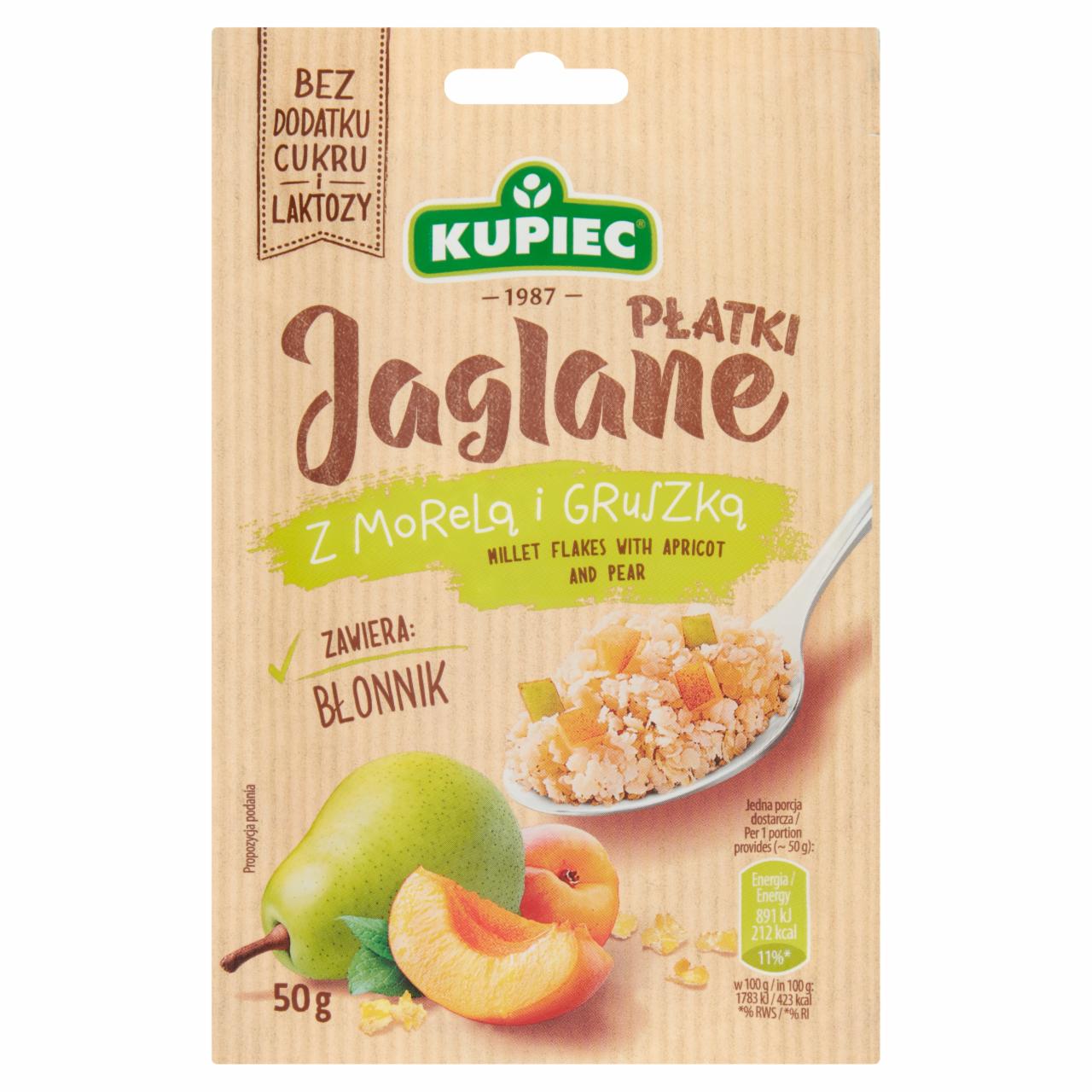 Zdjęcia - Kupiec Płatki jaglane z morelą i gruszką 50 g