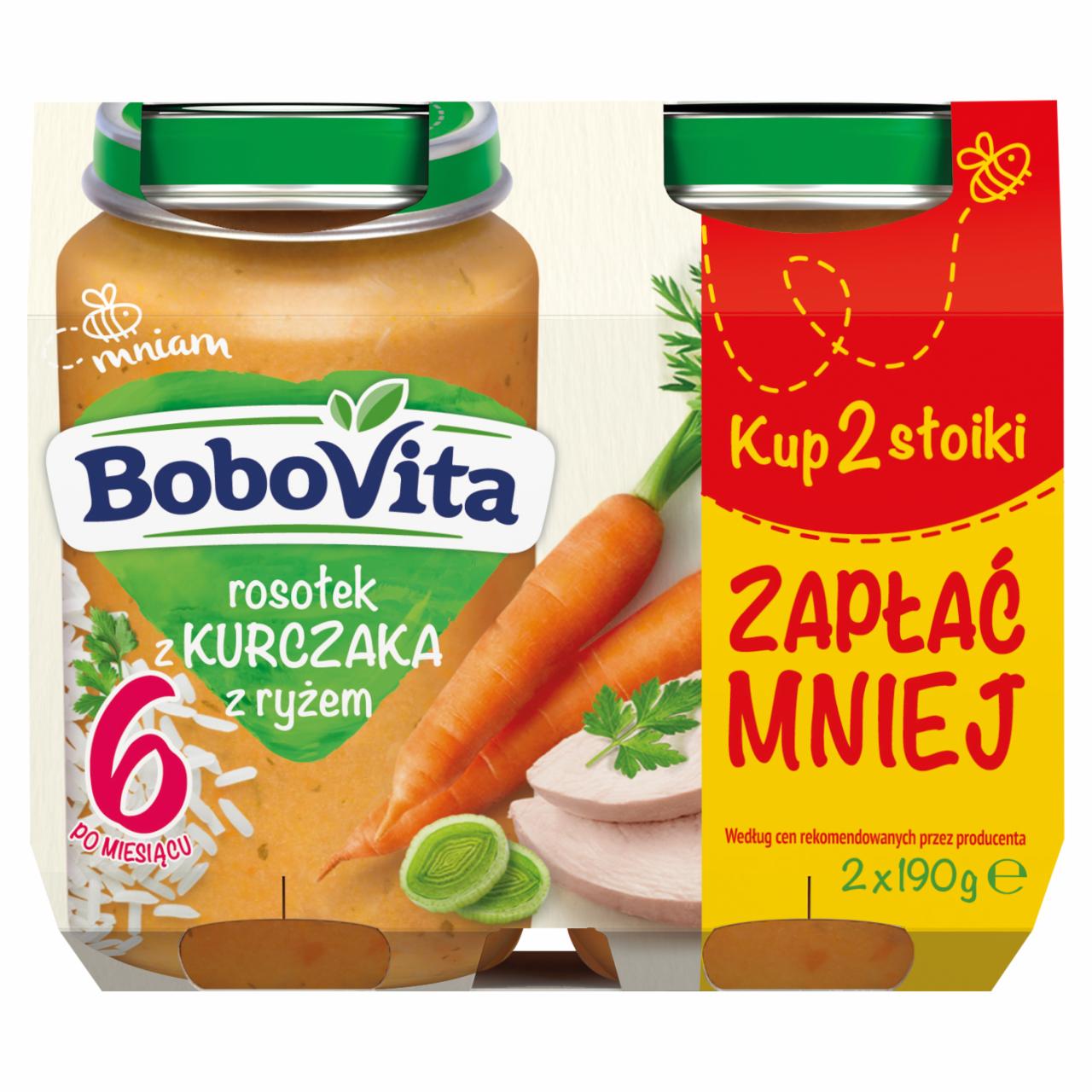 Zdjęcia - BoboVita Rosołek z kurczaka z ryżem po 6 miesiącu 2 x 190 g