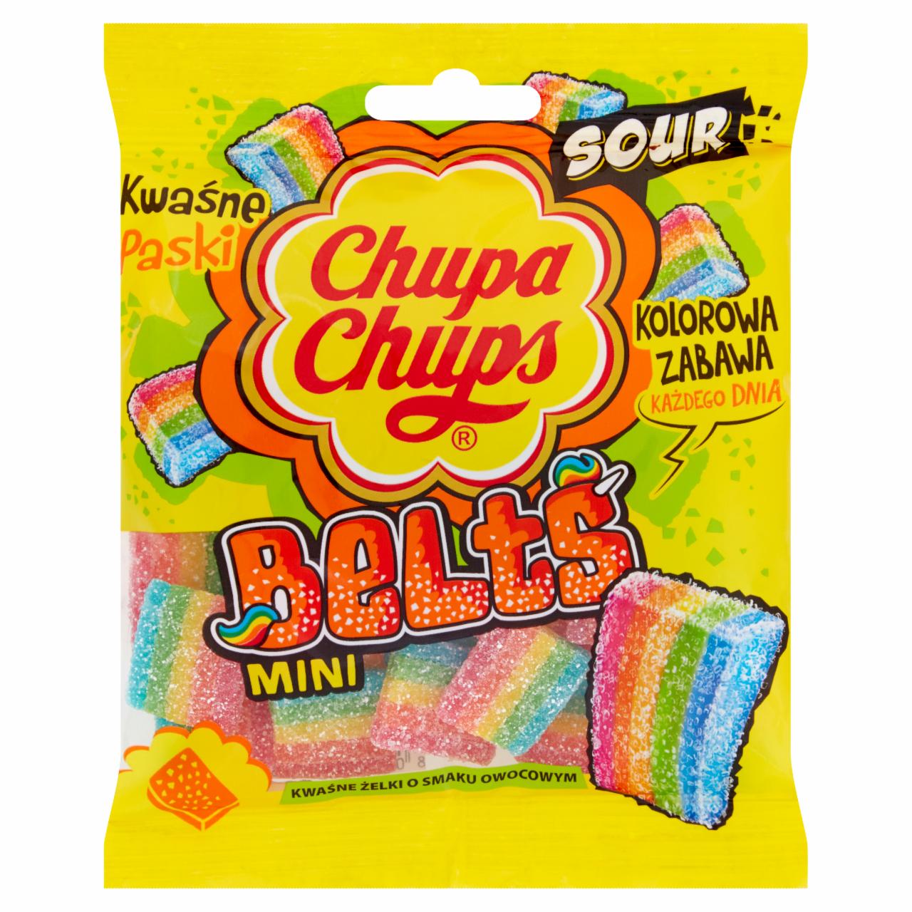 Zdjęcia - Chupa Chups Mini Belts Kwaśne żelki o smaku owocowym 90 g