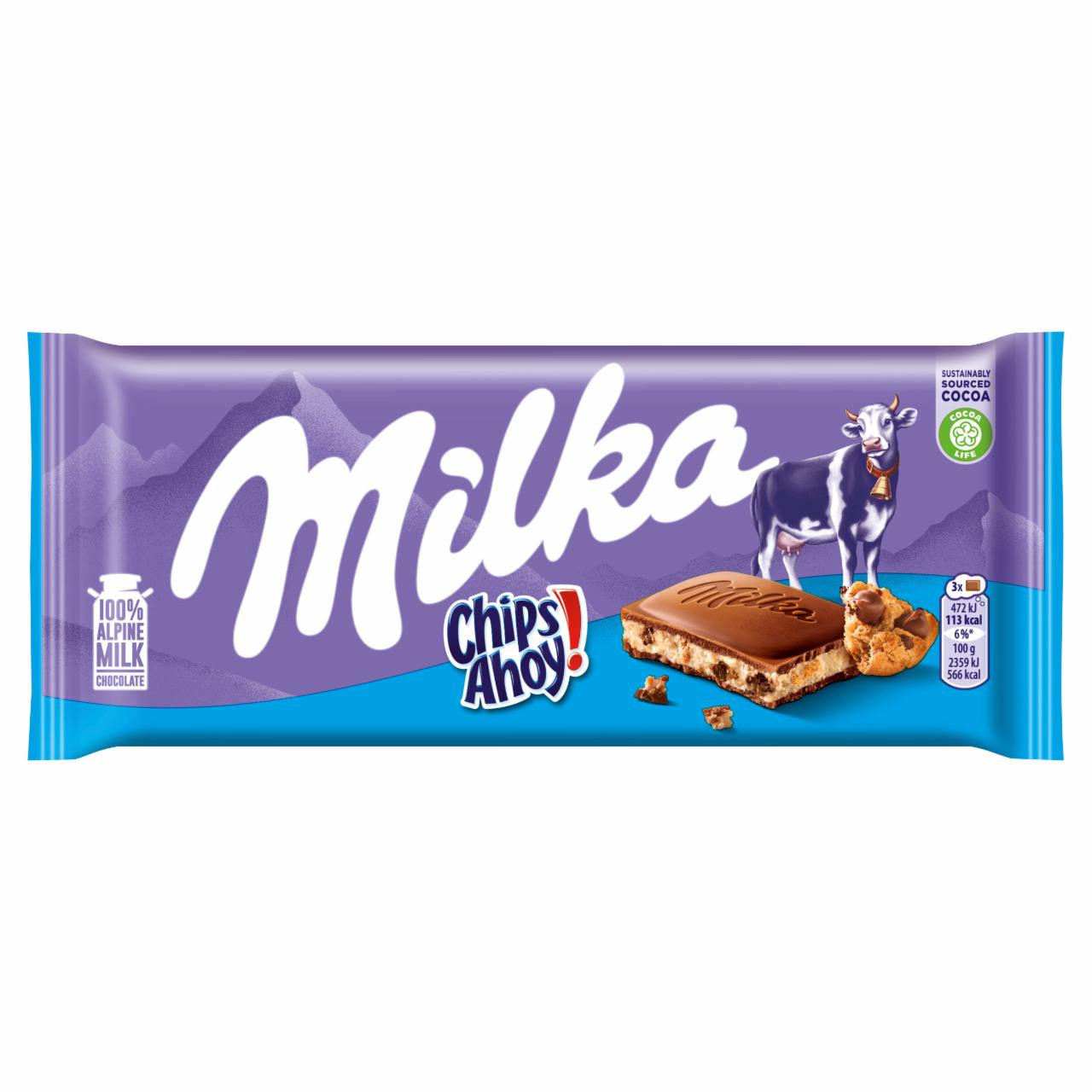 Zdjęcia - Milka Czekolada mleczna z nadzieniem mlecznym pokruszone kawałki herbatników z czekoladą 100 g