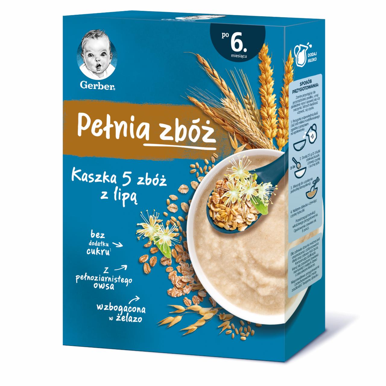 Zdjęcia - Gerber Pełnia zbóż Kaszka 5 zbóż z lipą dla niemowląt po 6. miesiącu 200 g