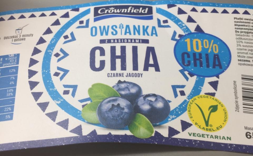 Zdjęcia - Owsianka z nasionami chia Czarne Jagody Crownfield