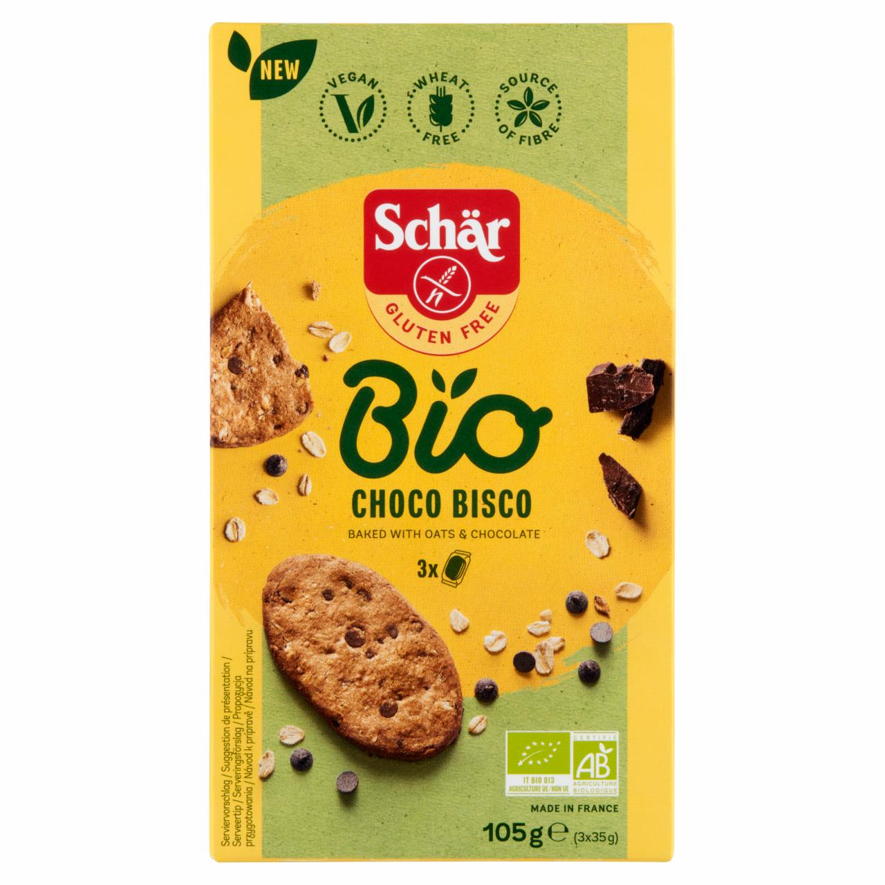 Zdjęcia - Bio Choco Bisco Bezglutenowe ekologiczne ciastka z owsem i ciemną czekoladą Schär