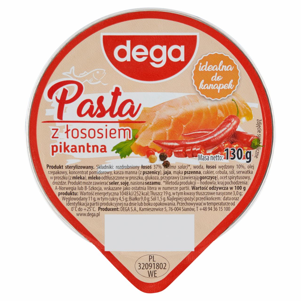 Zdjęcia - dega Pasta z łososia pikantna 130 g