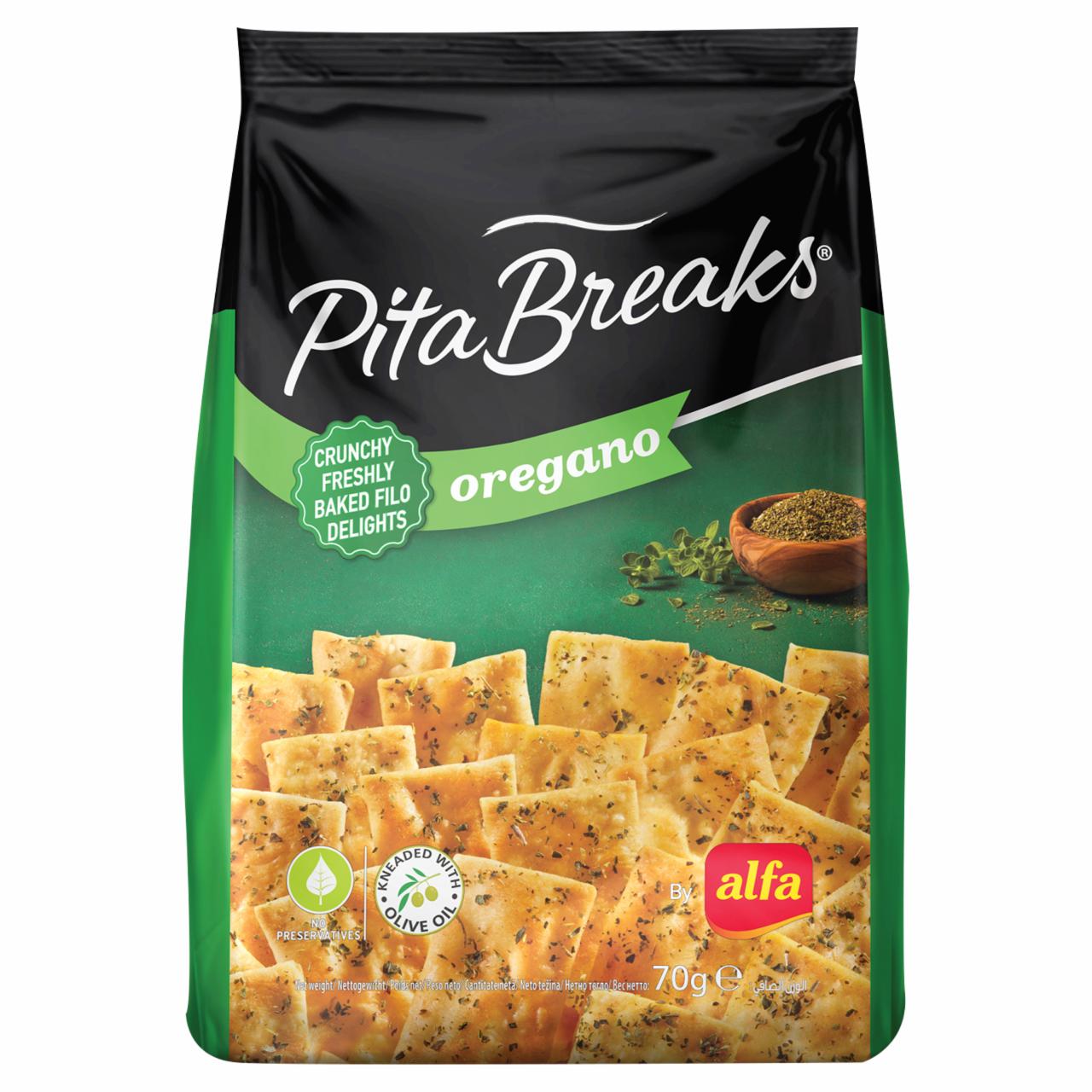 Zdjęcia - Chrupkie pieczywo pszenne o smaku Oregano pita 70 g Alfa Pita Breaks