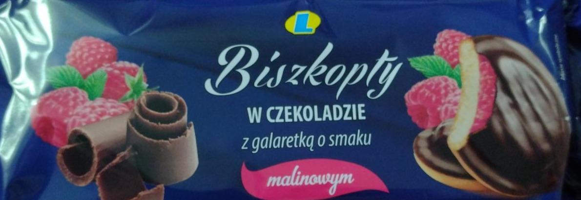 Zdjęcia - Biszkopty w czekoladzie z galaretką malinową Lewiatan