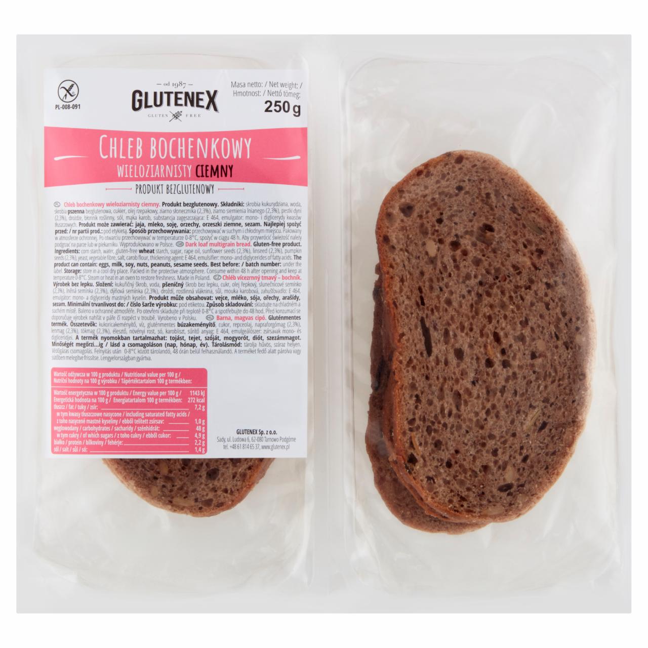 Zdjęcia - Glutenex Chleb bochenkowy wieloziarnisty ciemny 250 g