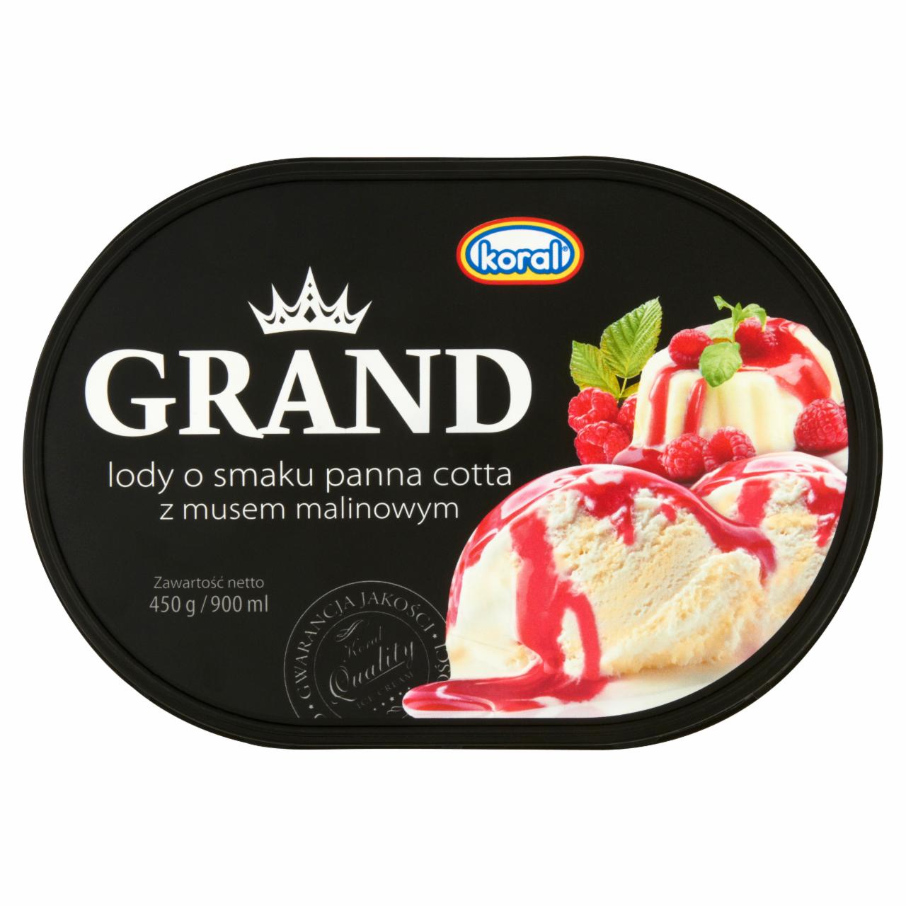 Zdjęcia - Koral Grand Lody o smaku panna cotta z musem malinowym 900 ml