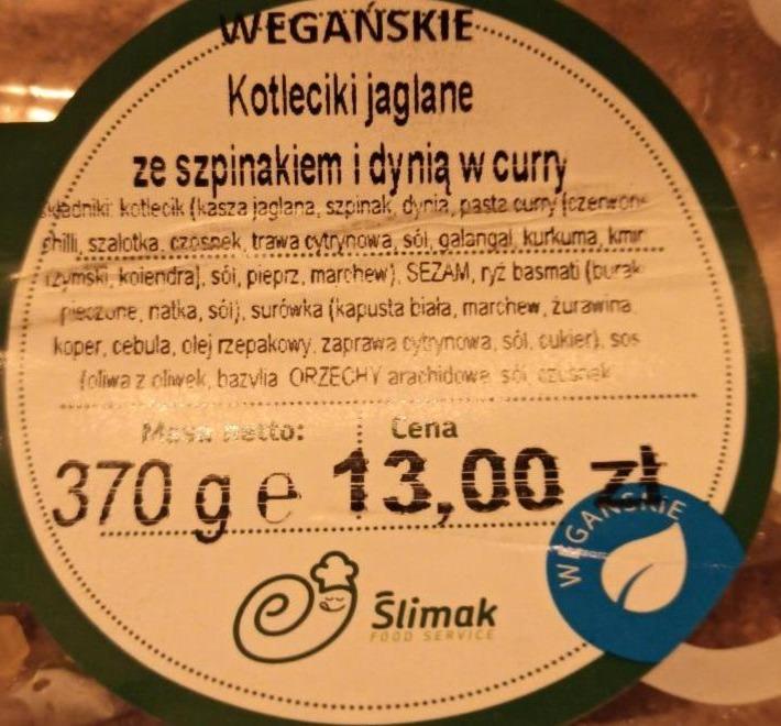 Zdjęcia - kotleciki jaglanej ze szpinakiem i dynia curry ślimak food service