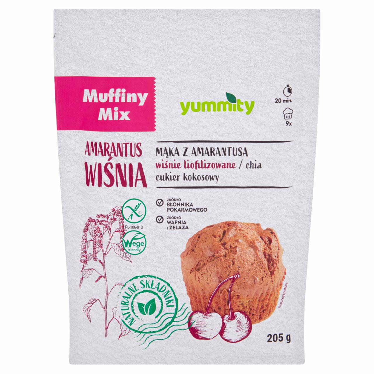 Zdjęcia - Yummity Bezglutenowe muffiny wiśniowe z nasionami chia 205 g