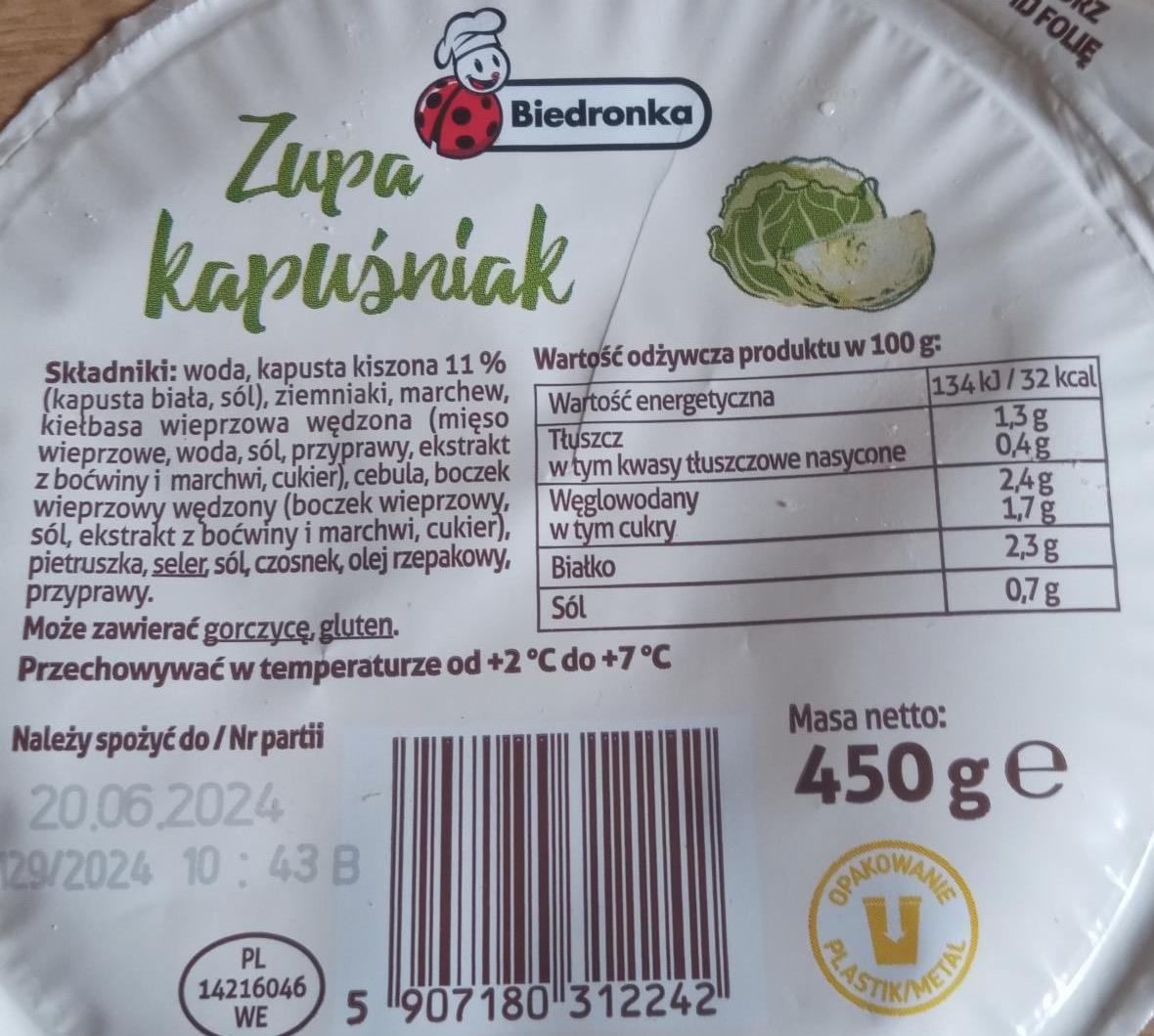 Zdjęcia - Zupa kapuśniak Biedronka